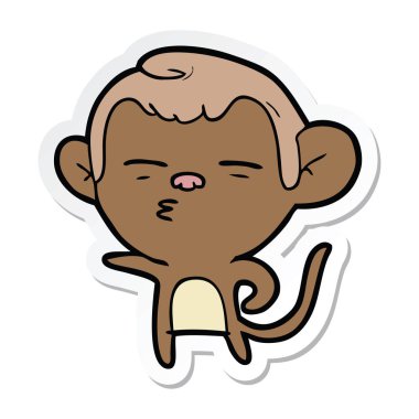 etiket bir karikatür şüpheli maymun