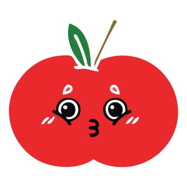 düz renk retro karikatür kırmızı elma
