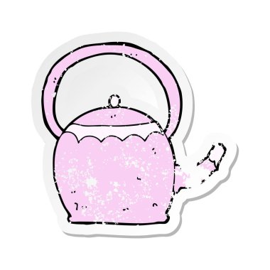 bir çizgi film çay potu Retro sıkıntılı etiket