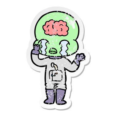 ağlayan bir karikatür büyük beyin yabancı sıkıntılı etiket