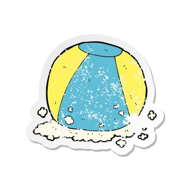 bir çizgi film plaj topu Retro sıkıntılı etiket