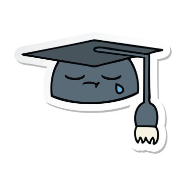 etiket sevimli çizgi mezuniyet şapka