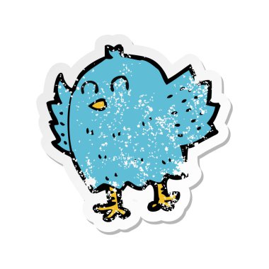 bir karikatür kuş Retro sıkıntılı etiket