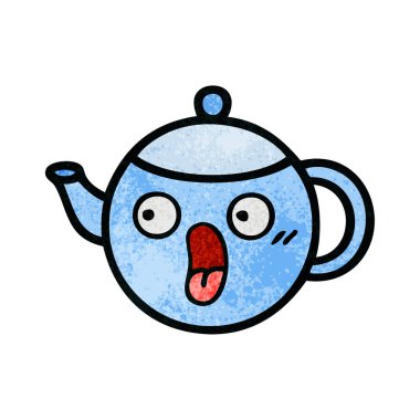 Retro grunge doku karikatür çaydanlık 