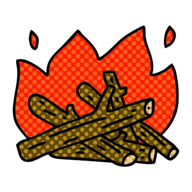 çizgi roman tarzı ilginç çizgi film kamp ateşi