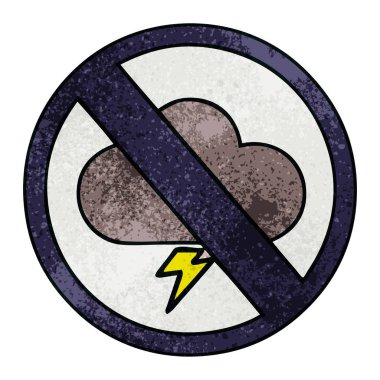 Retro grunge doku karikatür hava uyarı işareti