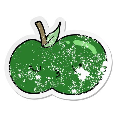 bir çizgi film sevimli Apple sıkıntılı etiket