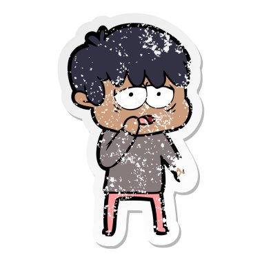 bir çizgi film yorgun çocuk sıkıntılı etiket