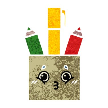 Retro illüstrasyon stil karikatür kalem pot