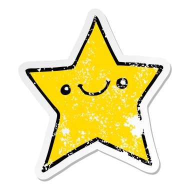 bir mutlu çizgi film yıldızının sıkıntılı etiket