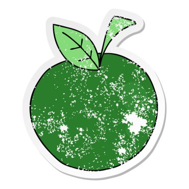 ilginç bir el sıkıntılı etiket karikatür elma çizilmiş