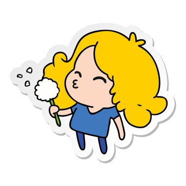 serbest el çekilmiş etiket karikatür şirin kawaii kız