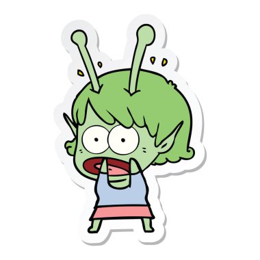 bir çizgi film şok uzaylı kız etiketi