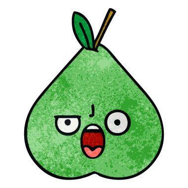 Retro grunge doku karikatür yeşil armut