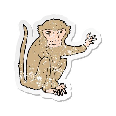bir çizgi film şeytan maymun Retro sıkıntılı etiket