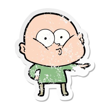 bakan bir karikatür kel adamın sıkıntılı etiket