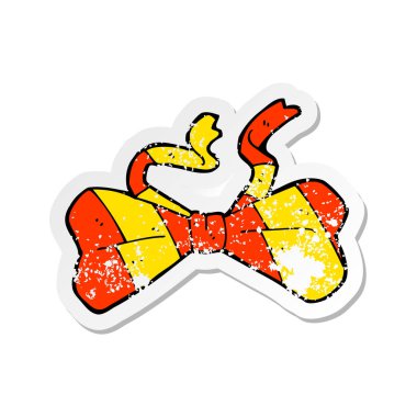 çizgi film papyon Retro sıkıntılı etiket