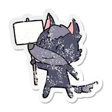 bir dostu karikatür kurt sıkıntılı etiket