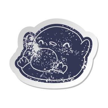 sıkıntılı eski etiket kawaii bir sevimli penguen