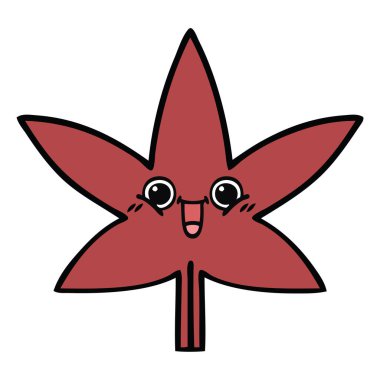 sevimli çizgi bir sonbahar yaprak