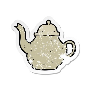 bir çizgi film çaydanlık Retro sıkıntılı etiket