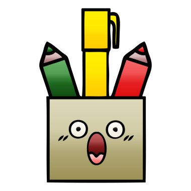 Degrade gölgeli karikatür kalem pot