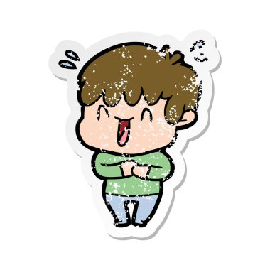 bir çizgi film gülen çocuk sıkıntılı etiket