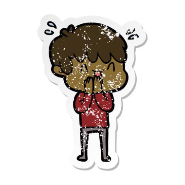 bir çizgi film gülen çocuk sıkıntılı etiket