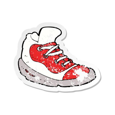 bir çizgi film spor ayakkabı retro sıkıntılı etiket