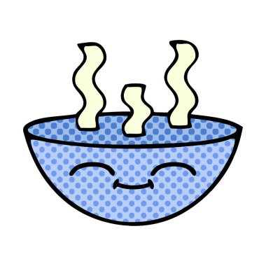 çizgi roman tarzı karikatür bir kase sıcak çorba