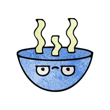 Retro grunge doku karikatür tas sıcak çorba