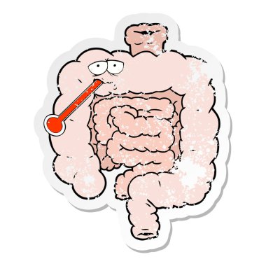 bir çizgi film sağlıksız bağırsaklar sıkıntılı etiket