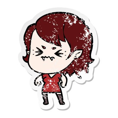 bir rahatsız çizgi film vampir kızın sıkıntılı etiket