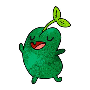 dokulu karikatür kawaii şirin çimlenme fasulye