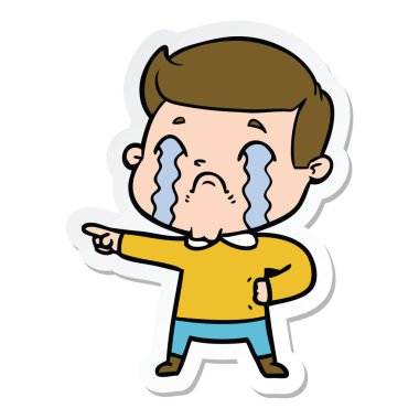 ağlayan bir çizgi film adamın etiket