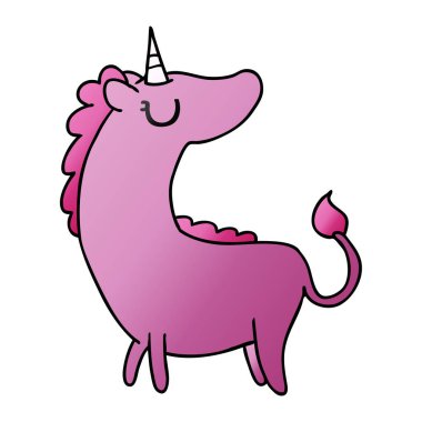 şirin kawaii tek boynuzlu at, degrade çizgi film