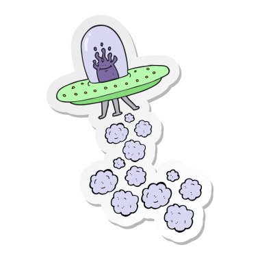 etiket bir karikatür uçan daire