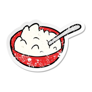 bir çizgi film kâse yulaf lapası sıkıntılı etiket