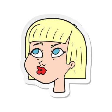 bir çizgi film kadın yüzü etiket