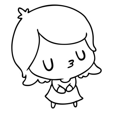 bir şirin kawaii kız çizgi çizme