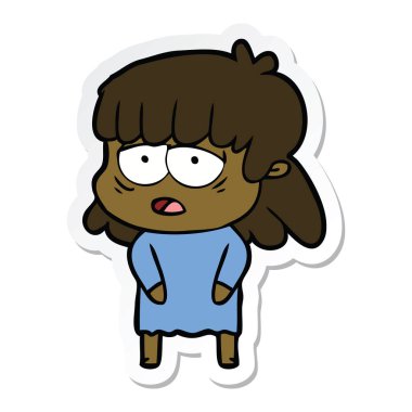 etiket bir karikatür yorgun kadın