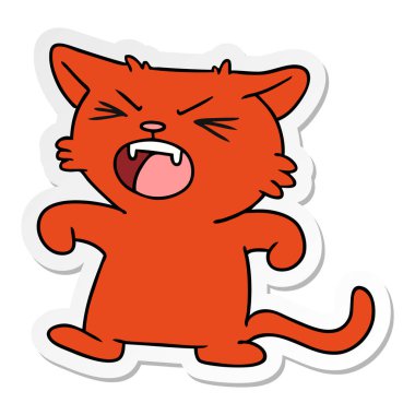 etiket karikatür doodle cırtlak bir kedi
