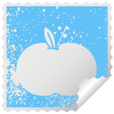 sıkıntılı kare etiketi simgesi bir sulu elma soyma