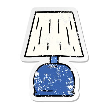 sıkıntılı etiket karikatür doodle bir yatak yan lamba