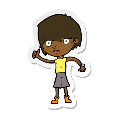 olumlu tutum ile bir çizgi film çocuk etiket