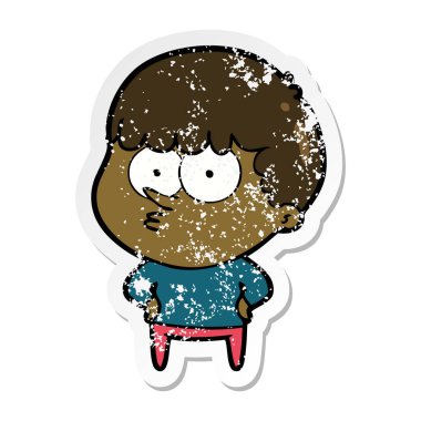 çizgi film meraklı bir çocuk sıkıntılı etiket