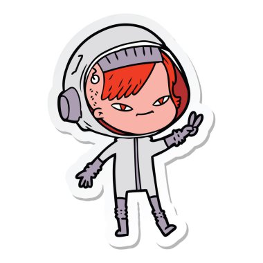 bir çizgi film astronot kadının etiket