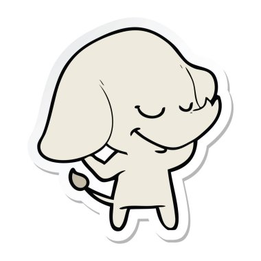 etiket fil gülümseyen bir karikatür