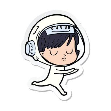 bir çizgi film astronot kadının etiket