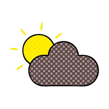 çizgi roman tarzı çizgi film güneş ve fırtına bulutu